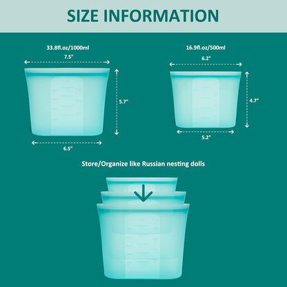 Extra Large Reusable Silicone Food Storage Bags 4 Pack, 0.8 Gallon/3000ml, 100% Silicone Stand-Up Wide-Open Zip-Lock Reusable Bags for Large Items, Microwave Freezer Oven Dishwasher Safe, Translucent