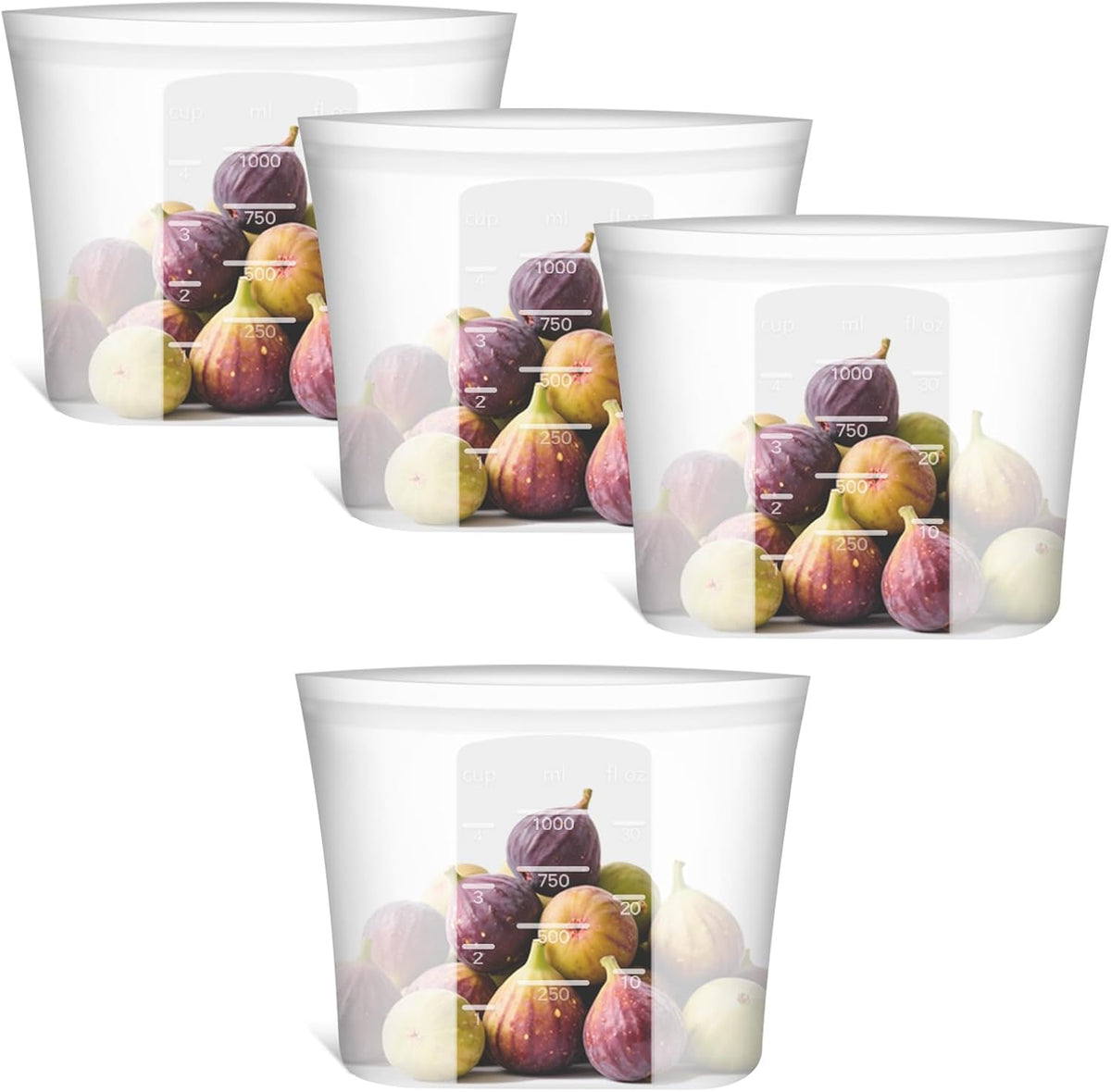 Extra Large Reusable Silicone Food Storage Bags 4 Pack, 0.8 Gallon/3000ml, 100% Silicone Stand-Up Wide-Open Zip-Lock Reusable Bags for Large Items, Microwave Freezer Oven Dishwasher Safe, Translucent
