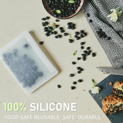 Extra Large Reusable Silicone Food Storage Bags 4 Pack, 0.8 Gallon/3000ml, 100% Silicone Stand-Up Wide-Open Zip-Lock Reusable Bags for Large Items, Microwave Freezer Oven Dishwasher Safe, Translucent