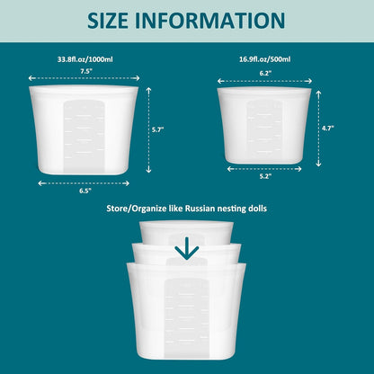 Extra Large Reusable Silicone Food Storage Bags 4 Pack, 0.8 Gallon/3000ml, 100% Silicone Stand-Up Wide-Open Zip-Lock Reusable Bags for Large Items, Microwave Freezer Oven Dishwasher Safe, Translucent