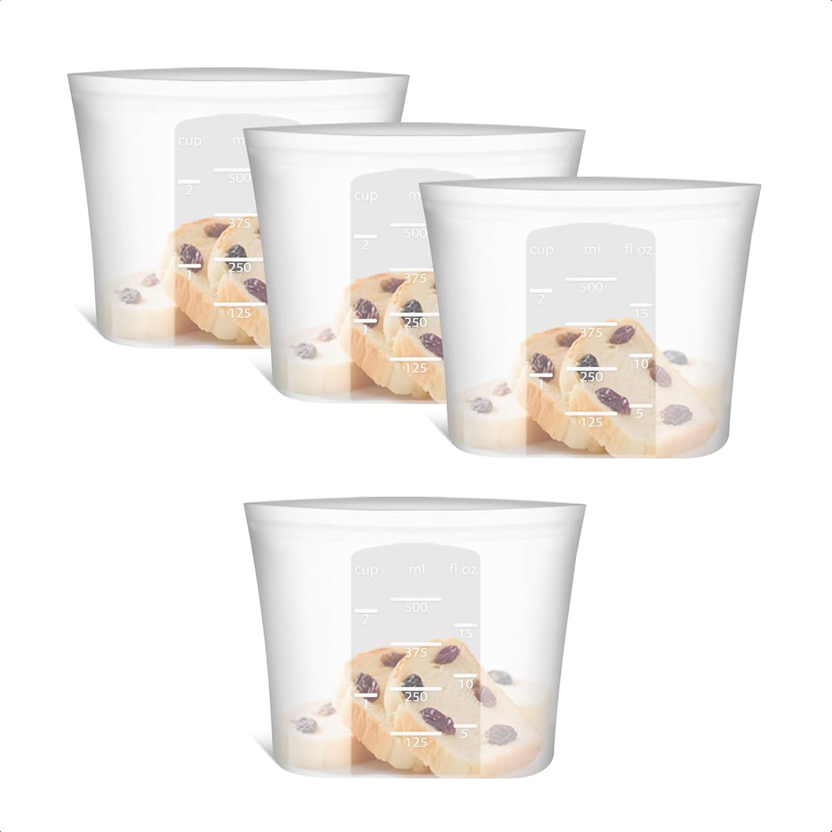 Extra Large Reusable Silicone Food Storage Bags 4 Pack, 0.8 Gallon/3000ml, 100% Silicone Stand-Up Wide-Open Zip-Lock Reusable Bags for Large Items, Microwave Freezer Oven Dishwasher Safe, Translucent