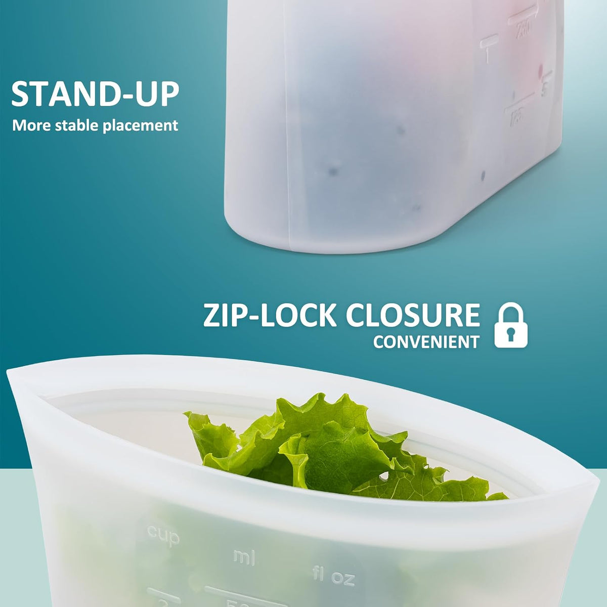 Extra Large Reusable Silicone Food Storage Bags 4 Pack, 0.8 Gallon/3000ml, 100% Silicone Stand-Up Wide-Open Zip-Lock Reusable Bags for Large Items, Microwave Freezer Oven Dishwasher Safe, Translucent