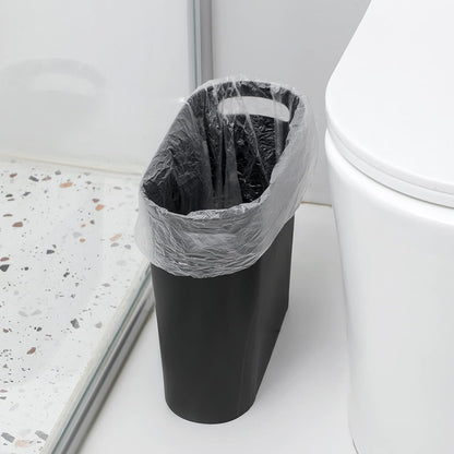 Small Trash Can, 3.5 Gallon Slim Garbage Can Plastic Waste Basket with Handles Container Bin for Narrow Spaces Bathroom, Bedroom, Kitchen, Office at Home, Black