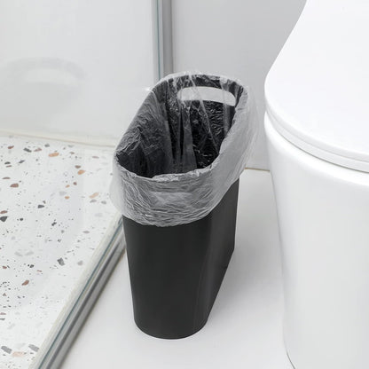 Small Trash Can, 3.5 Gallon Slim Garbage Can Plastic Waste Basket with Handles Container Bin for Narrow Spaces Bathroom, Bedroom, Kitchen, Office at Home, Black