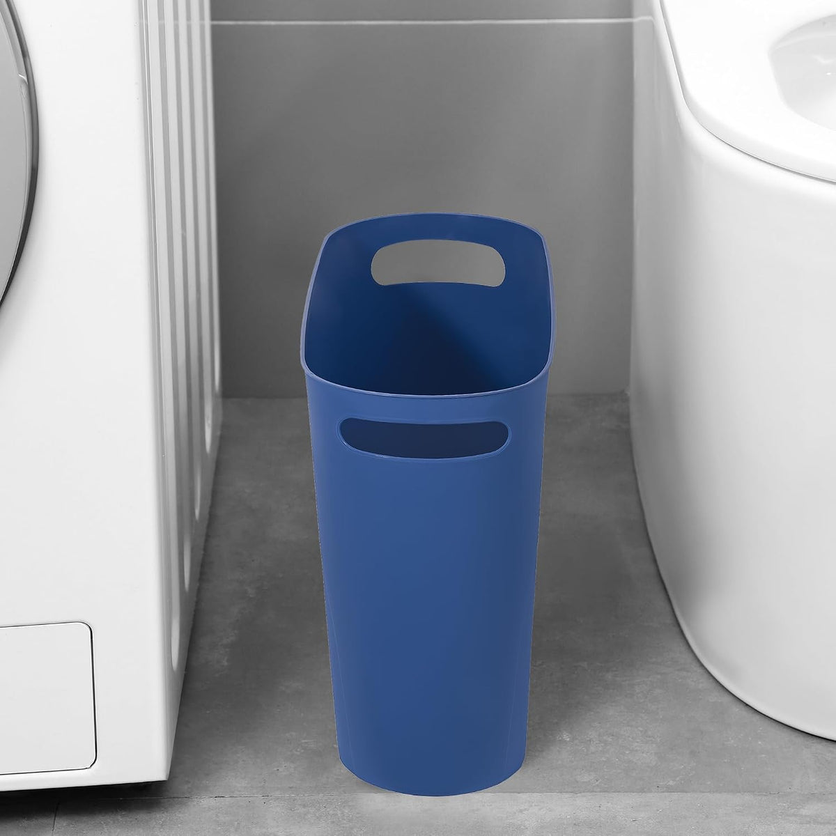 Small Trash Can, 3.5 Gallon Slim Garbage Can Plastic Waste Basket with Handles Container Bin for Narrow Spaces Bathroom, Bedroom, Kitchen, Office at Home, Black