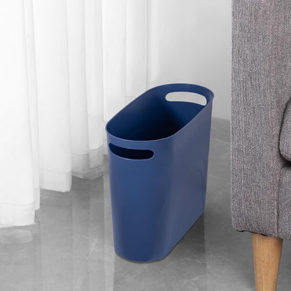 Small Trash Can, 3.5 Gallon Slim Garbage Can Plastic Waste Basket with Handles Container Bin for Narrow Spaces Bathroom, Bedroom, Kitchen, Office at Home, Black