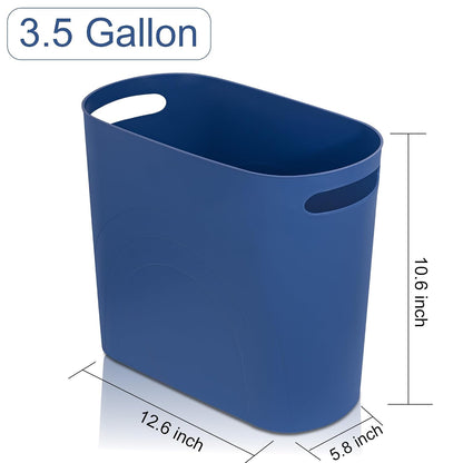 Small Trash Can, 3.5 Gallon Slim Garbage Can Plastic Waste Basket with Handles Container Bin for Narrow Spaces Bathroom, Bedroom, Kitchen, Office at Home, Black