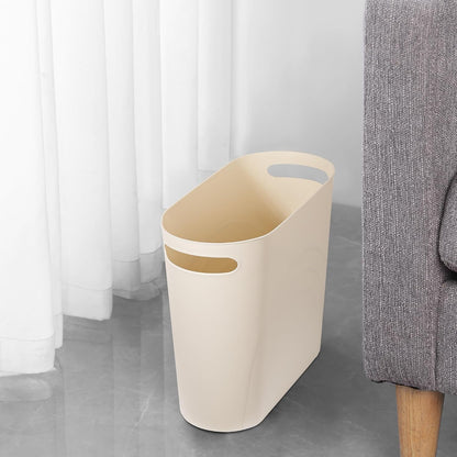 Small Trash Can, 3.5 Gallon Slim Garbage Can Plastic Waste Basket with Handles Container Bin for Narrow Spaces Bathroom, Bedroom, Kitchen, Office at Home, Black