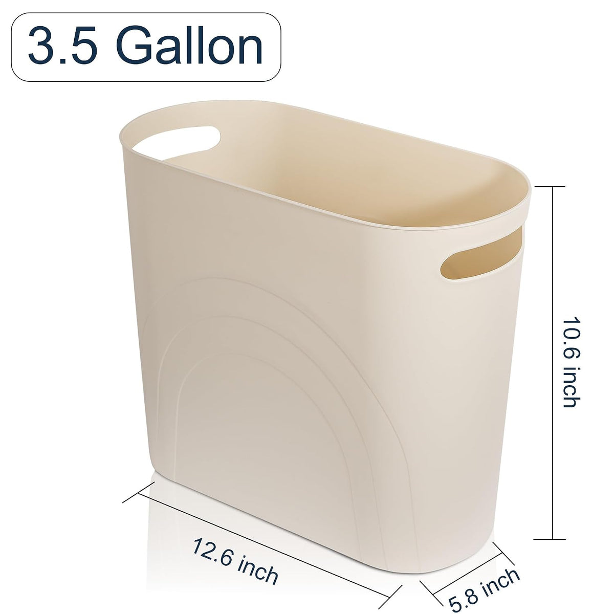 Small Trash Can, 3.5 Gallon Slim Garbage Can Plastic Waste Basket with Handles Container Bin for Narrow Spaces Bathroom, Bedroom, Kitchen, Office at Home, Black