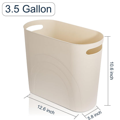 Small Trash Can, 3.5 Gallon Slim Garbage Can Plastic Waste Basket with Handles Container Bin for Narrow Spaces Bathroom, Bedroom, Kitchen, Office at Home, Black