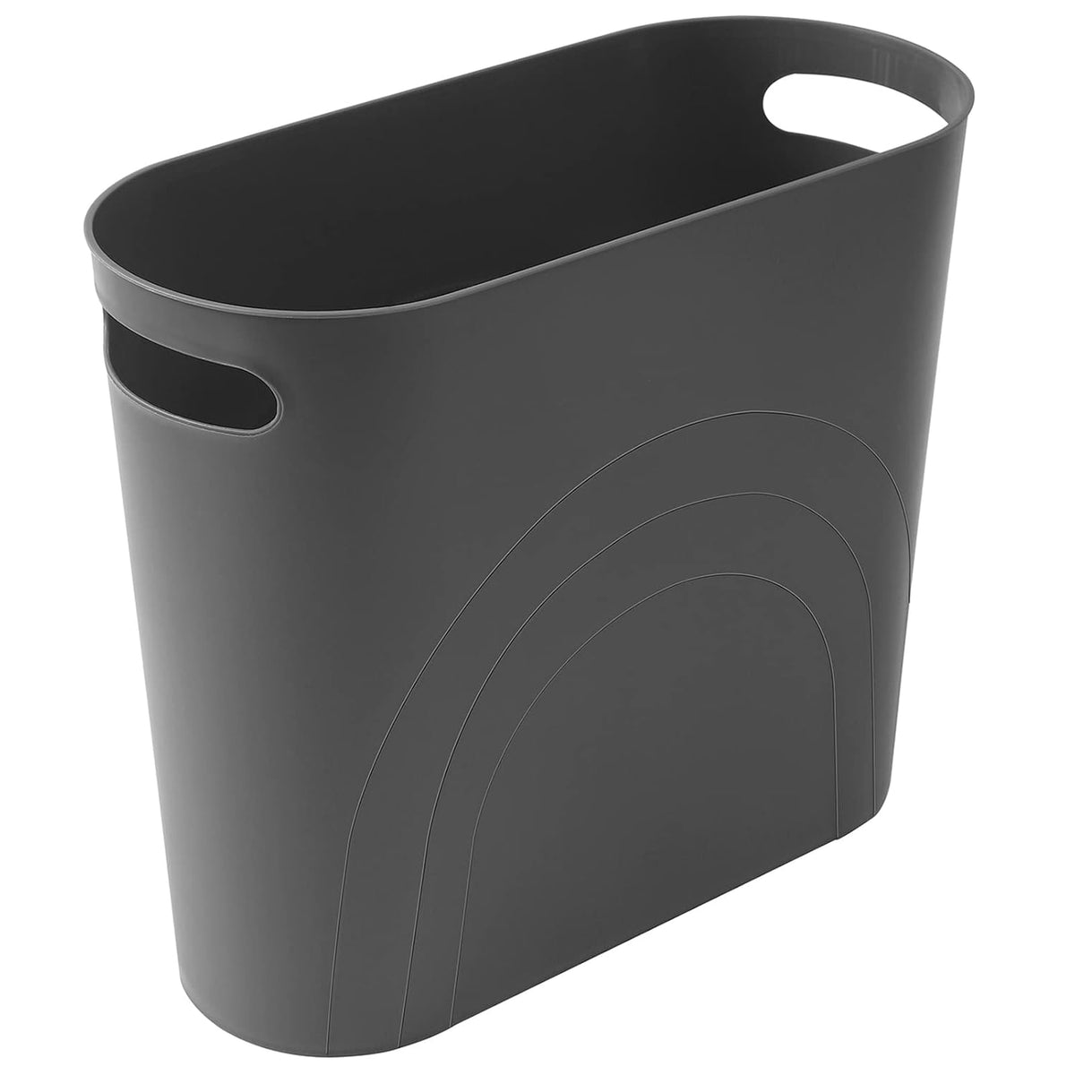 Small Trash Can, 3.5 Gallon Slim Garbage Can Plastic Waste Basket with Handles Container Bin for Narrow Spaces Bathroom, Bedroom, Kitchen, Office at Home, Black