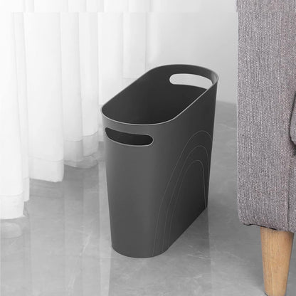 Small Trash Can, 3.5 Gallon Slim Garbage Can Plastic Waste Basket with Handles Container Bin for Narrow Spaces Bathroom, Bedroom, Kitchen, Office at Home, Black