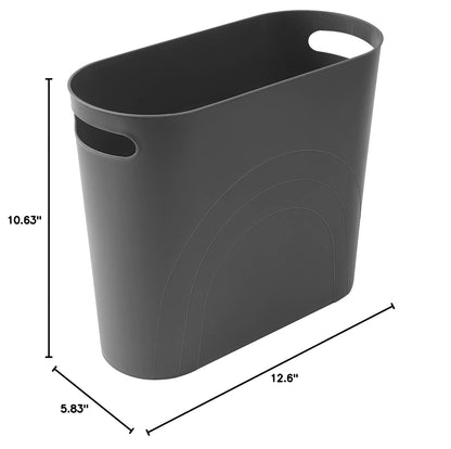Small Trash Can, 3.5 Gallon Slim Garbage Can Plastic Waste Basket with Handles Container Bin for Narrow Spaces Bathroom, Bedroom, Kitchen, Office at Home, Black
