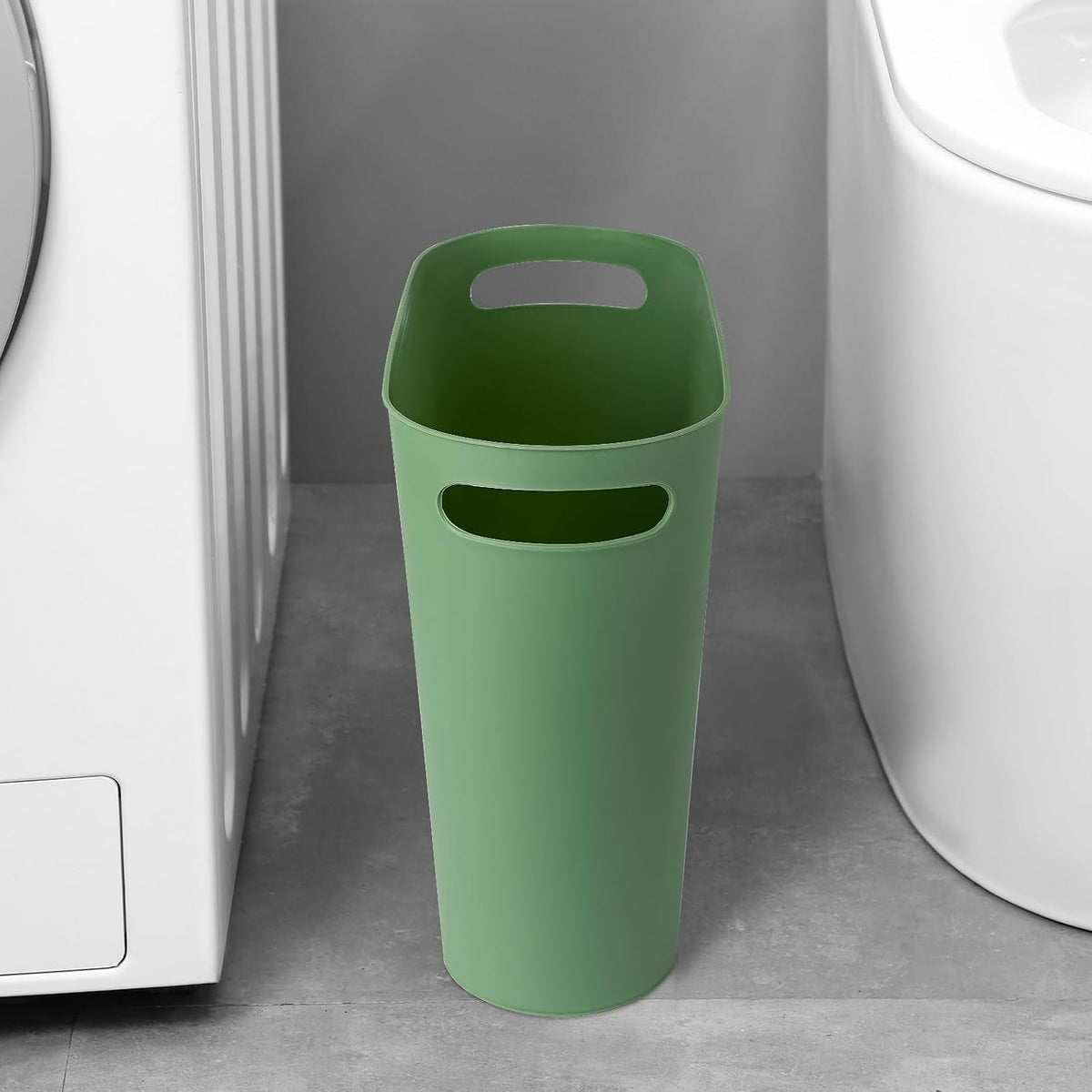 Small Trash Can, 3.5 Gallon Slim Garbage Can Plastic Waste Basket with Handles Container Bin for Narrow Spaces Bathroom, Bedroom, Kitchen, Office at Home, Black