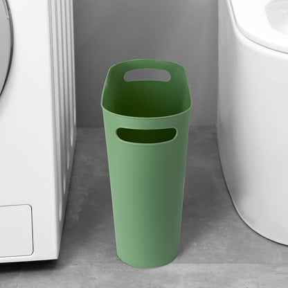 Small Trash Can, 3.5 Gallon Slim Garbage Can Plastic Waste Basket with Handles Container Bin for Narrow Spaces Bathroom, Bedroom, Kitchen, Office at Home, Black