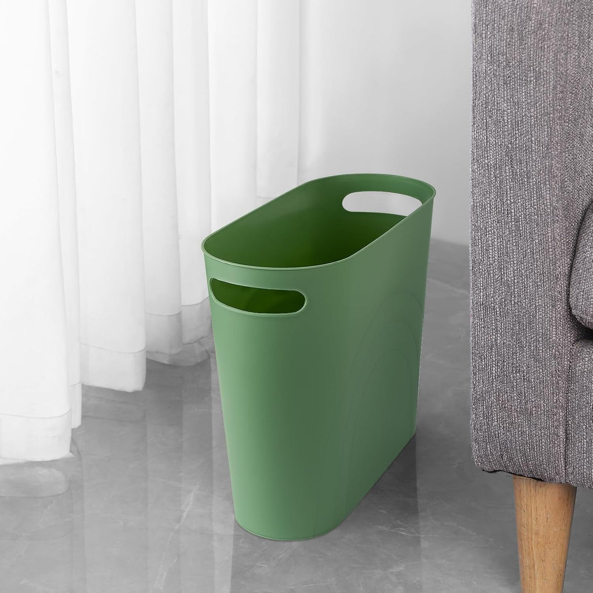 Small Trash Can, 3.5 Gallon Slim Garbage Can Plastic Waste Basket with Handles Container Bin for Narrow Spaces Bathroom, Bedroom, Kitchen, Office at Home, Black