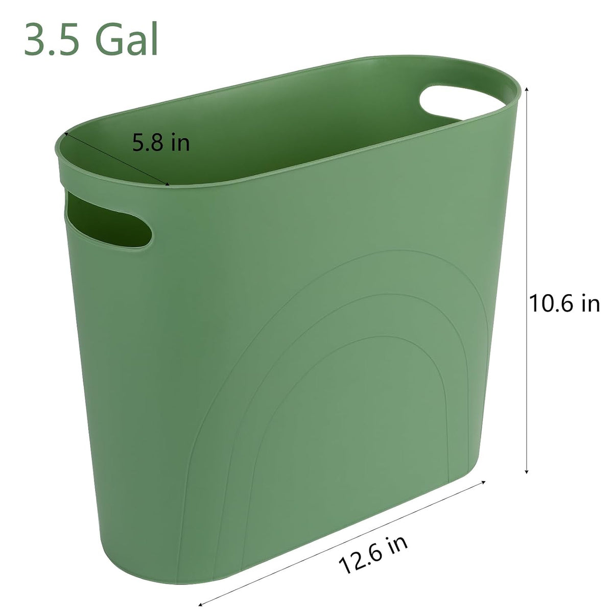 Small Trash Can, 3.5 Gallon Slim Garbage Can Plastic Waste Basket with Handles Container Bin for Narrow Spaces Bathroom, Bedroom, Kitchen, Office at Home, Black