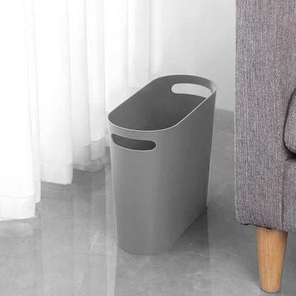 Small Trash Can, 3.5 Gallon Slim Garbage Can Plastic Waste Basket with Handles Container Bin for Narrow Spaces Bathroom, Bedroom, Kitchen, Office at Home, Black