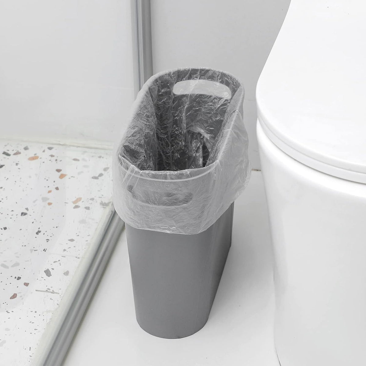 Small Trash Can, 3.5 Gallon Slim Garbage Can Plastic Waste Basket with Handles Container Bin for Narrow Spaces Bathroom, Bedroom, Kitchen, Office at Home, Black