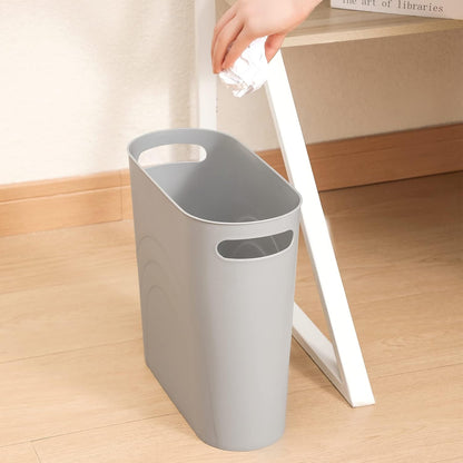 Small Trash Can, 3.5 Gallon Slim Garbage Can Plastic Waste Basket with Handles Container Bin for Narrow Spaces Bathroom, Bedroom, Kitchen, Office at Home, Black
