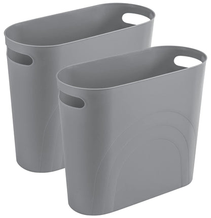Small Trash Can, 3.5 Gallon Slim Garbage Can Plastic Waste Basket with Handles Container Bin for Narrow Spaces Bathroom, Bedroom, Kitchen, Office at Home, Black