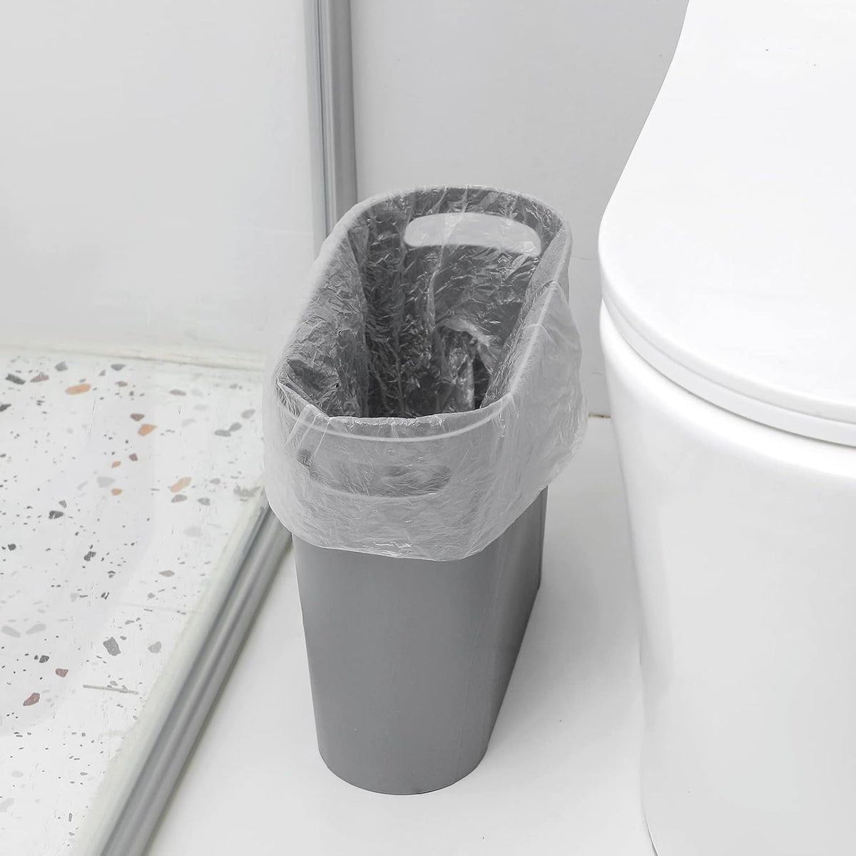 Small Trash Can, 3.5 Gallon Slim Garbage Can Plastic Waste Basket with Handles Container Bin for Narrow Spaces Bathroom, Bedroom, Kitchen, Office at Home, Black