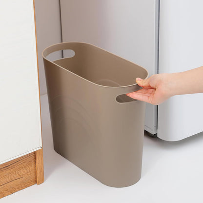 Small Trash Can, 3.5 Gallon Slim Garbage Can Plastic Waste Basket with Handles Container Bin for Narrow Spaces Bathroom, Bedroom, Kitchen, Office at Home, Black