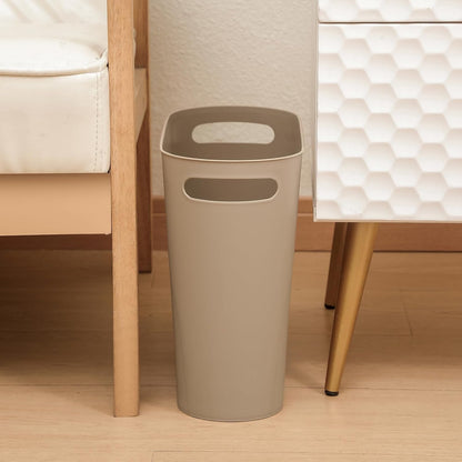 Small Trash Can, 3.5 Gallon Slim Garbage Can Plastic Waste Basket with Handles Container Bin for Narrow Spaces Bathroom, Bedroom, Kitchen, Office at Home, Black