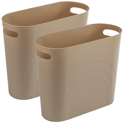 Small Trash Can, 3.5 Gallon Slim Garbage Can Plastic Waste Basket with Handles Container Bin for Narrow Spaces Bathroom, Bedroom, Kitchen, Office at Home, Black