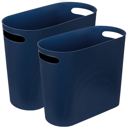 Small Trash Can, 3.5 Gallon Slim Garbage Can Plastic Waste Basket with Handles Container Bin for Narrow Spaces Bathroom, Bedroom, Kitchen, Office at Home, Black