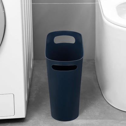 Small Trash Can, 3.5 Gallon Slim Garbage Can Plastic Waste Basket with Handles Container Bin for Narrow Spaces Bathroom, Bedroom, Kitchen, Office at Home, Black