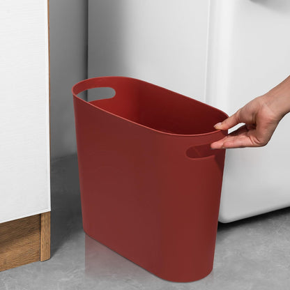 Small Trash Can, 3.5 Gallon Slim Garbage Can Plastic Waste Basket with Handles Container Bin for Narrow Spaces Bathroom, Bedroom, Kitchen, Office at Home, Black