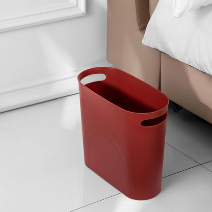 Small Trash Can, 3.5 Gallon Slim Garbage Can Plastic Waste Basket with Handles Container Bin for Narrow Spaces Bathroom, Bedroom, Kitchen, Office at Home, Black