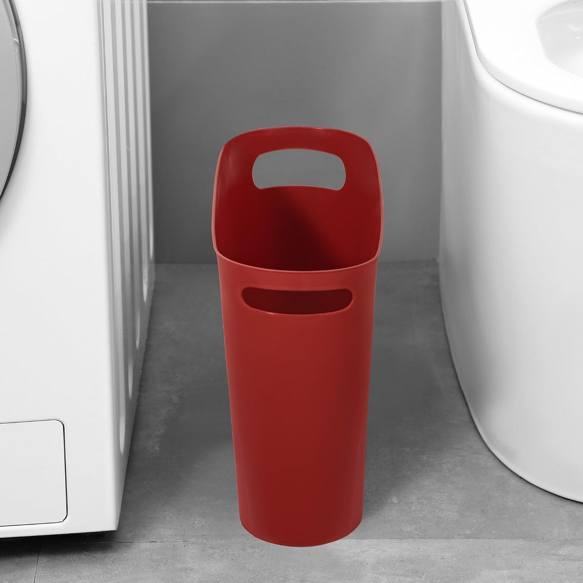 Small Trash Can, 3.5 Gallon Slim Garbage Can Plastic Waste Basket with Handles Container Bin for Narrow Spaces Bathroom, Bedroom, Kitchen, Office at Home, Black