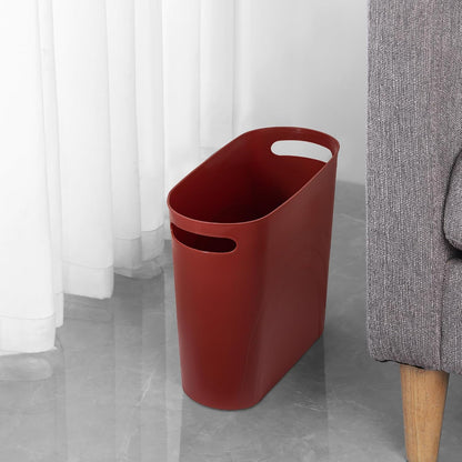 Small Trash Can, 3.5 Gallon Slim Garbage Can Plastic Waste Basket with Handles Container Bin for Narrow Spaces Bathroom, Bedroom, Kitchen, Office at Home, Black