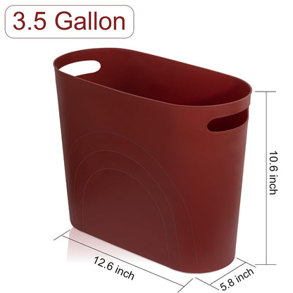Small Trash Can, 3.5 Gallon Slim Garbage Can Plastic Waste Basket with Handles Container Bin for Narrow Spaces Bathroom, Bedroom, Kitchen, Office at Home, Black