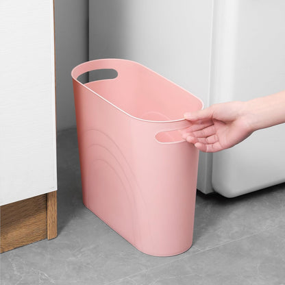 Small Trash Can, 3.5 Gallon Slim Garbage Can Plastic Waste Basket with Handles Container Bin for Narrow Spaces Bathroom, Bedroom, Kitchen, Office at Home, Black