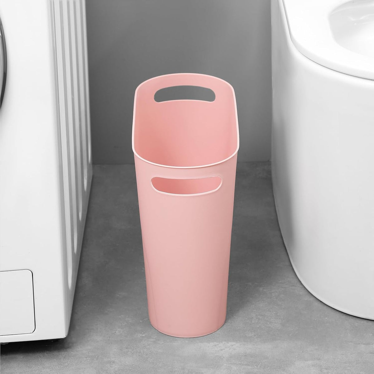 Small Trash Can, 3.5 Gallon Slim Garbage Can Plastic Waste Basket with Handles Container Bin for Narrow Spaces Bathroom, Bedroom, Kitchen, Office at Home, Black