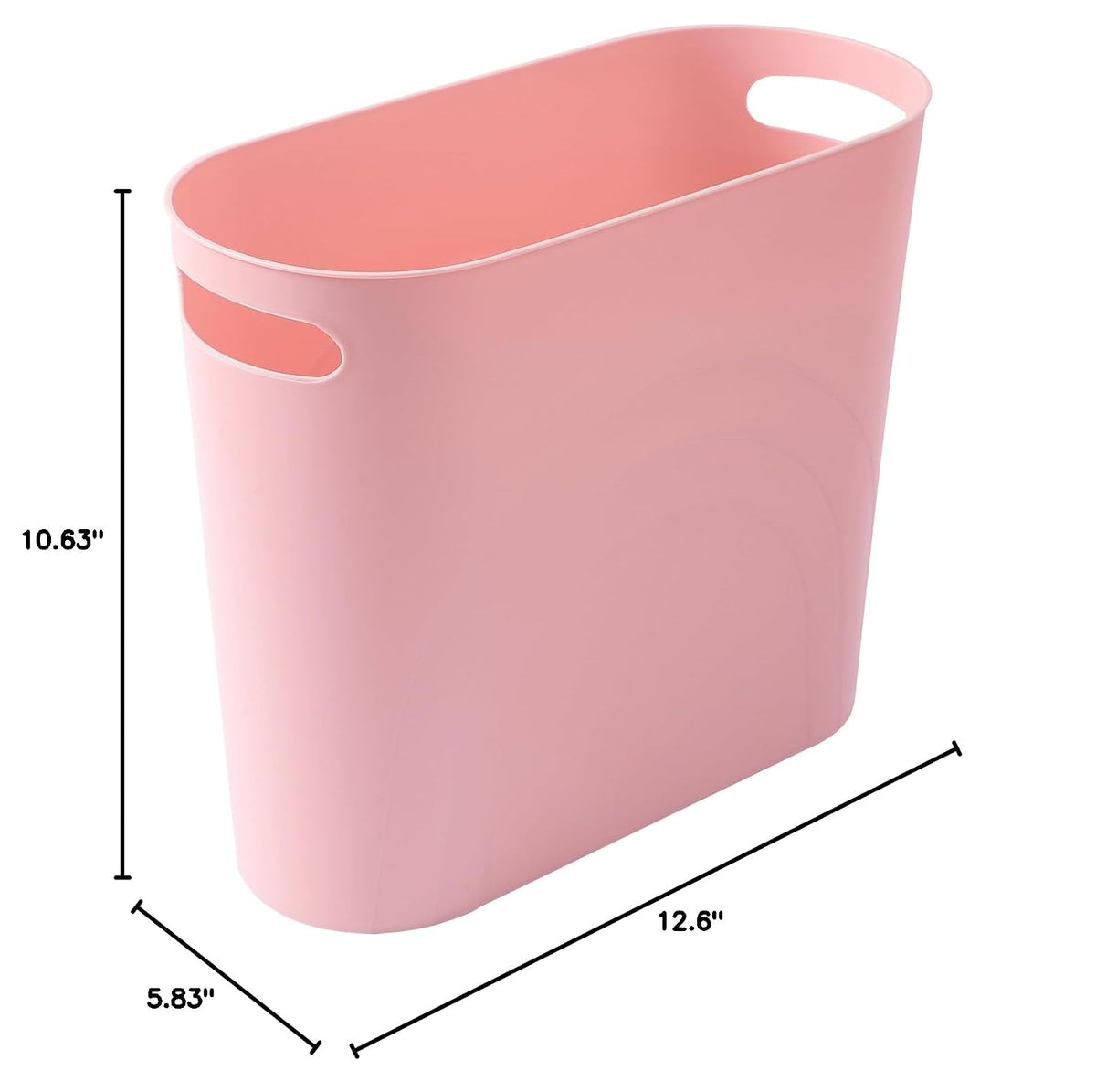 Small Trash Can, 3.5 Gallon Slim Garbage Can Plastic Waste Basket with Handles Container Bin for Narrow Spaces Bathroom, Bedroom, Kitchen, Office at Home, Black