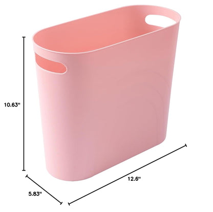 Small Trash Can, 3.5 Gallon Slim Garbage Can Plastic Waste Basket with Handles Container Bin for Narrow Spaces Bathroom, Bedroom, Kitchen, Office at Home, Black