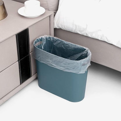 Small Trash Can, 3.5 Gallon Slim Garbage Can Plastic Waste Basket with Handles Container Bin for Narrow Spaces Bathroom, Bedroom, Kitchen, Office at Home, Black