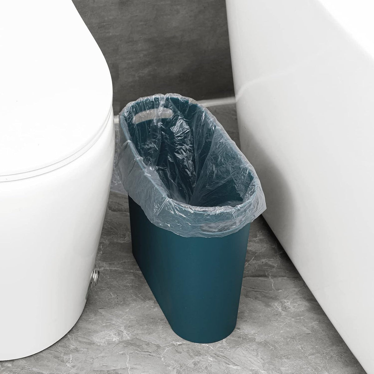 Small Trash Can, 3.5 Gallon Slim Garbage Can Plastic Waste Basket with Handles Container Bin for Narrow Spaces Bathroom, Bedroom, Kitchen, Office at Home, Black