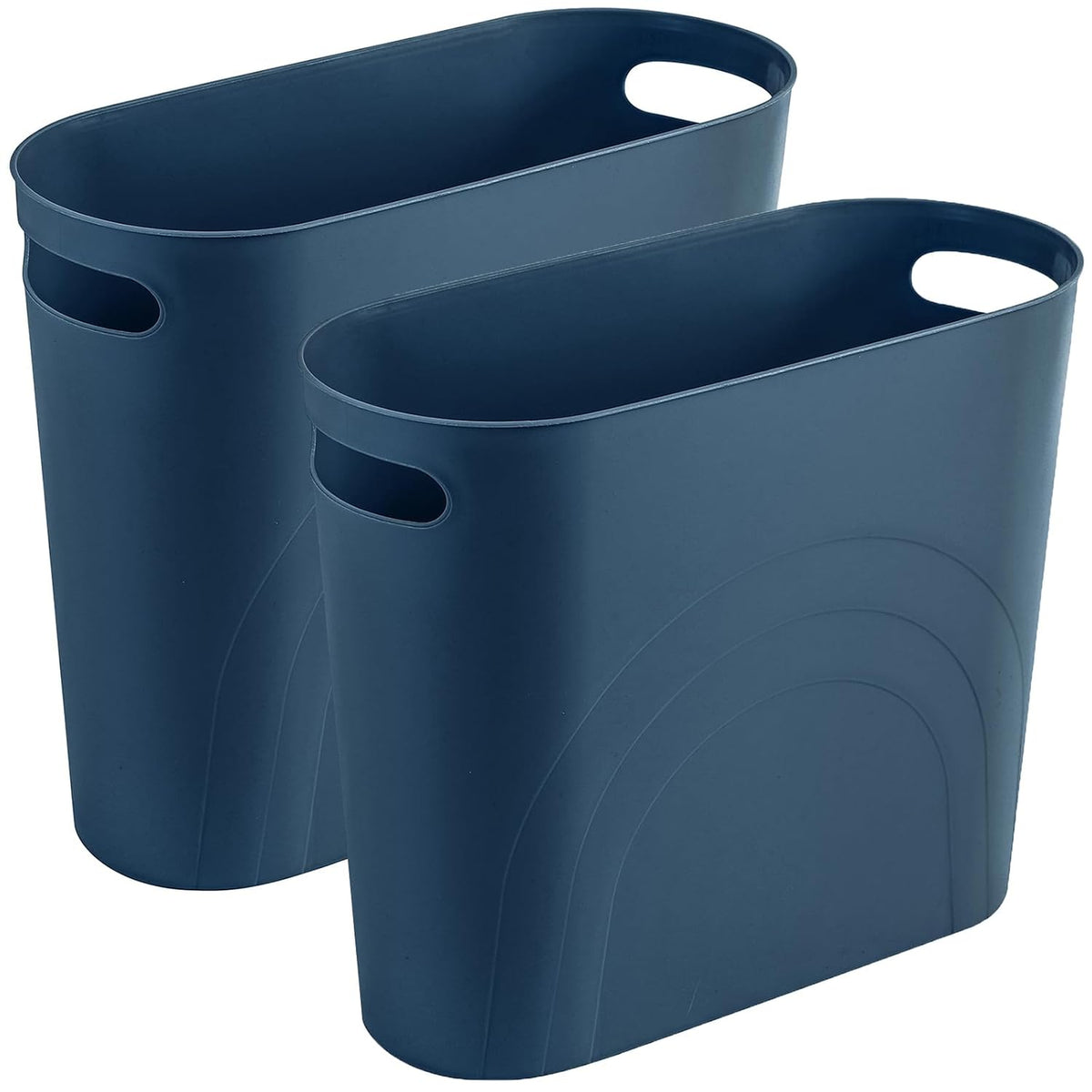 Small Trash Can, 3.5 Gallon Slim Garbage Can Plastic Waste Basket with Handles Container Bin for Narrow Spaces Bathroom, Bedroom, Kitchen, Office at Home, Black