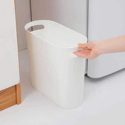 Small Trash Can, 3.5 Gallon Slim Garbage Can Plastic Waste Basket with Handles Container Bin for Narrow Spaces Bathroom, Bedroom, Kitchen, Office at Home, Black