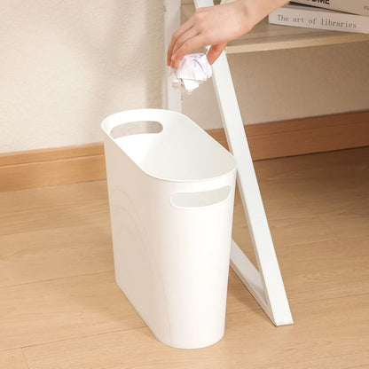 Small Trash Can, 3.5 Gallon Slim Garbage Can Plastic Waste Basket with Handles Container Bin for Narrow Spaces Bathroom, Bedroom, Kitchen, Office at Home, Black