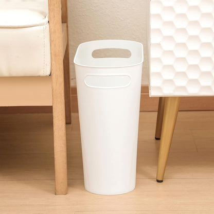 Small Trash Can, 3.5 Gallon Slim Garbage Can Plastic Waste Basket with Handles Container Bin for Narrow Spaces Bathroom, Bedroom, Kitchen, Office at Home, Black