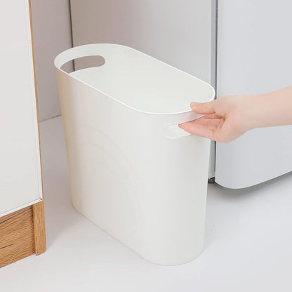 Small Trash Can, 3.5 Gallon Slim Garbage Can Plastic Waste Basket with Handles Container Bin for Narrow Spaces Bathroom, Bedroom, Kitchen, Office at Home, Black