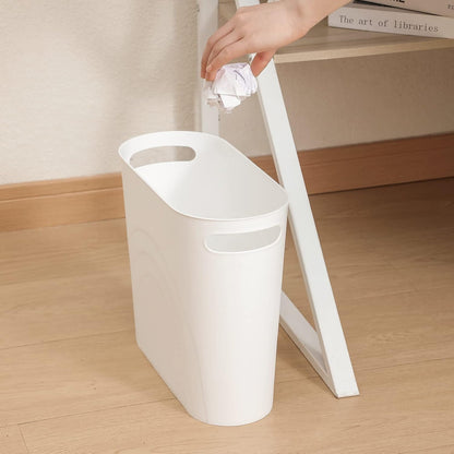 Small Trash Can, 3.5 Gallon Slim Garbage Can Plastic Waste Basket with Handles Container Bin for Narrow Spaces Bathroom, Bedroom, Kitchen, Office at Home, Black