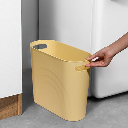 Small Trash Can, 3.5 Gallon Slim Garbage Can Plastic Waste Basket with Handles Container Bin for Narrow Spaces Bathroom, Bedroom, Kitchen, Office at Home, Black