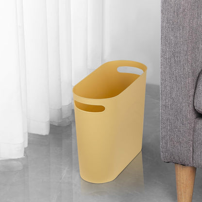 Small Trash Can, 3.5 Gallon Slim Garbage Can Plastic Waste Basket with Handles Container Bin for Narrow Spaces Bathroom, Bedroom, Kitchen, Office at Home, Black